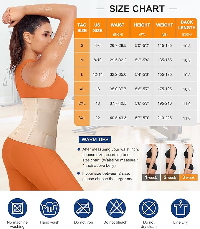 TrainingGirl Waist Trainer for Women Belly Working Out Trimmer Corset Sauna Sweat Belt Band Stomach Wrap Body Shaper Fajas