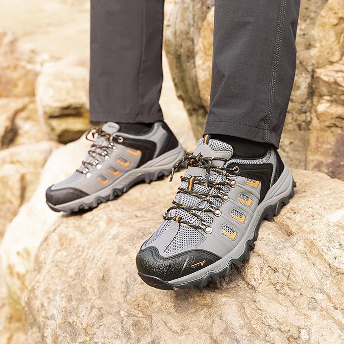 NORTIV 8 Men's Waterproof Hiking Shoes Leather Low-Top Hiking Shoes for Outdoor Trailing Trekking Camping Walking Quest