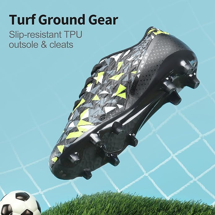 DREAM PAIRS Boys Girls Soccer Cleats Youth Firm Groud Athletic Outdoor Trainning Football Shoes for Little/Big Kid