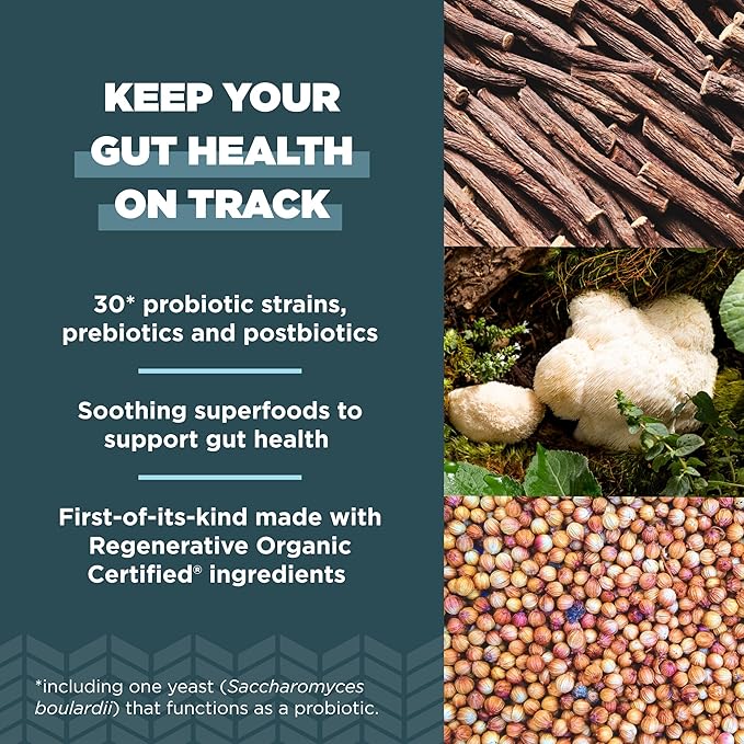 Ancient Nutrition Regenerative Organic Certified Probiotics for Gut Recovery, Probiotics Gut Recovery, for Healthy Digestion and Immune System Function Support, 50 Billion CFUs* Per Serving, 60 Count