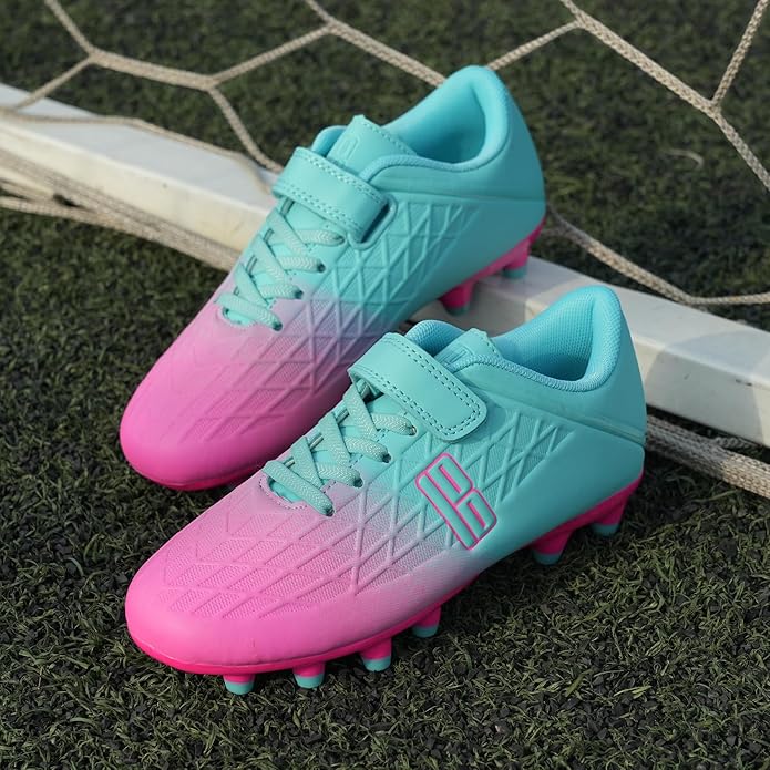 brooman Kids Firm Ground Soccer Cleats Boys Girls Football Cleats with Soccer Socks