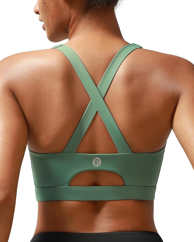 RUNNING GIRL Sports Bra for Women High Support Molded Cup Strappy Running Sports Bras with Sewn in Pads
