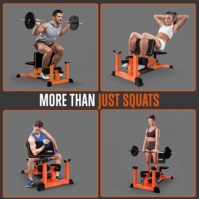 SQUATZ Sissy Squat Machine and Preacher Curl Crunch Rack - Foldable Squatting Bench for Home Gym Workout Station and Leg Exercise - Train Abs, Thighs, and Glutes, Multifunctional Fitness Equipment