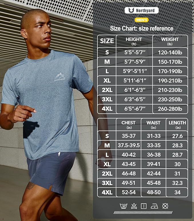 NORTHYARD Men's UPF 50+ Sun Protection Shirts Swim SPF UV Quick Dry Short Sleeve T-Shirts for Athletic Fishing Rash Guard