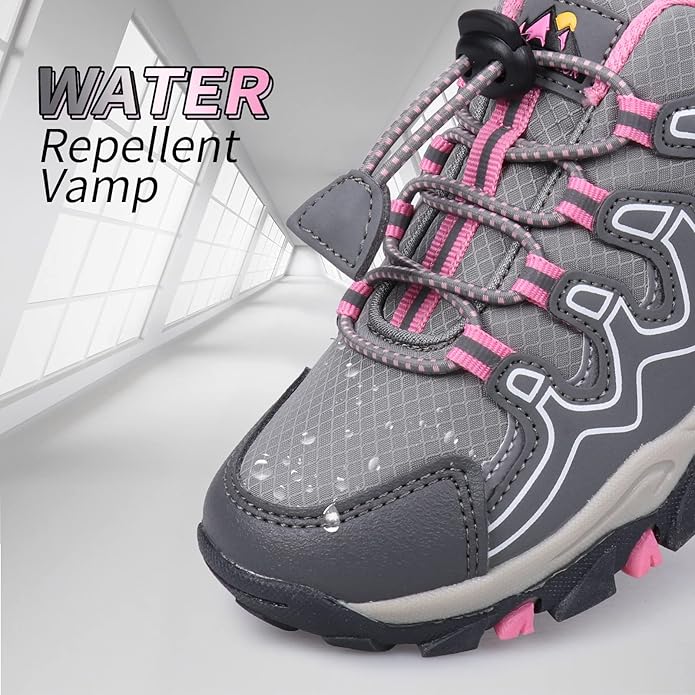 Boys Girls Hiking Trail Shoes Waterproof Slip Resistant Outdoor Trekking Walking Running Sneakers(Little/Big Kids)