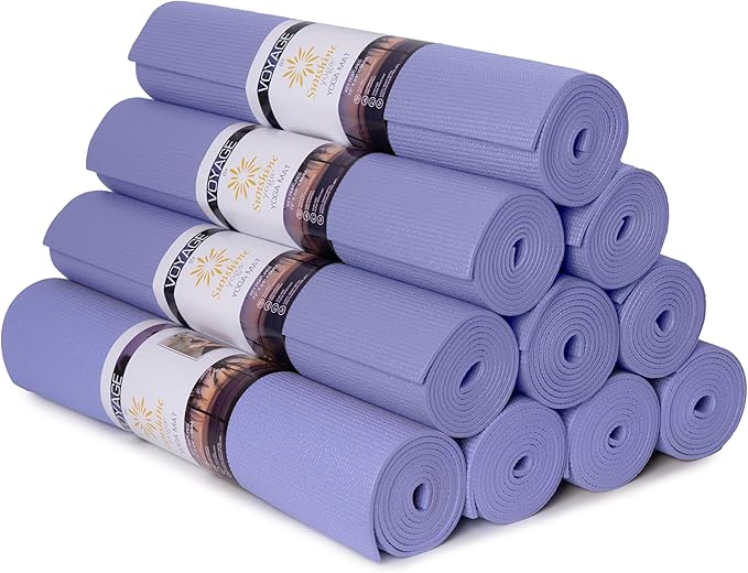 Sunshine Yoga Voyage Yoga Mat, 10 Pack, 72" x 24" Professional Studio and Gym Bulk Yoga Mats, 5mm Thick, Durable, Anti-Tear, Non Slip Fitness and Exercise Mats