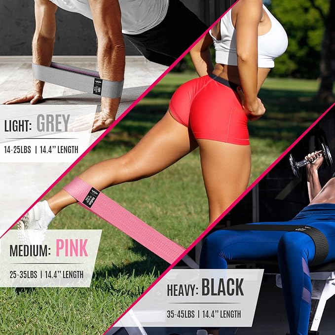 WALITO Resistance Bands for Working Out, Fabric Exercise Bands for Legs and Butt, Workout Bands for Women and Men, Booty Band for Yoga Starter Set, Pilates, Rehab, Fitness and Home Workout