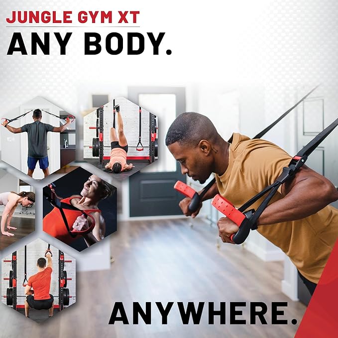 Lifeline Jungle Gym XT Body Weight Suspension Trainer System – Patented Split Anchor, Full-Body Workout, Lightweight Home Suspension Training Kit for Home Gym, Workout Equipment