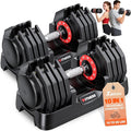 XDDIAS Adjustable Dumbbell Set of 2-25LB/55LB Set-1Sec Adjustable Dumbbell Weights-5 in 1 Free Weights Dumbbells Set with Effortless Tray/No-Slip Handle-Compact Size for Women/Men at Home Gym