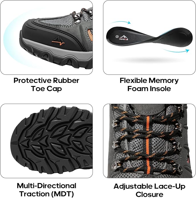 NORTIV 8 Men's Waterproof Hiking Shoes Leather Low-Top Hiking Shoes for Outdoor Trailing Trekking Camping Walking Quest
