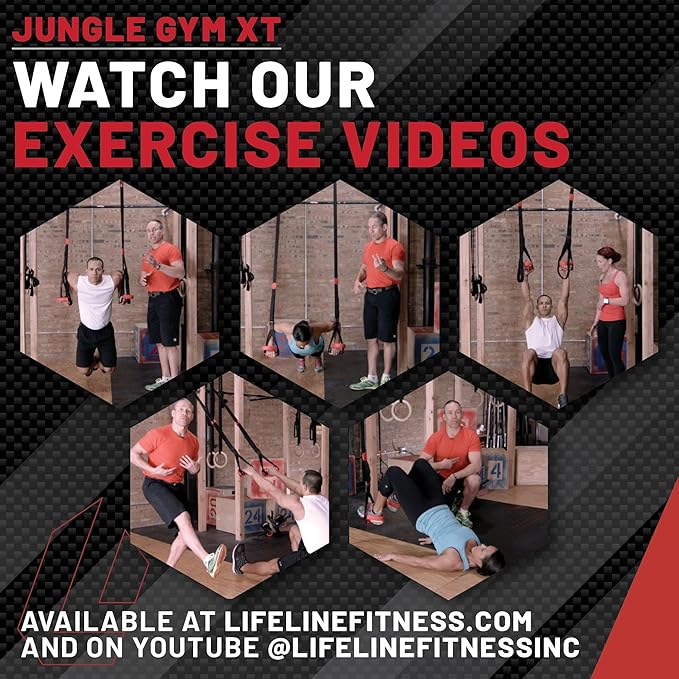 Lifeline Jungle Gym XT Body Weight Suspension Trainer System – Patented Split Anchor, Full-Body Workout, Lightweight Home Suspension Training Kit for Home Gym, Workout Equipment