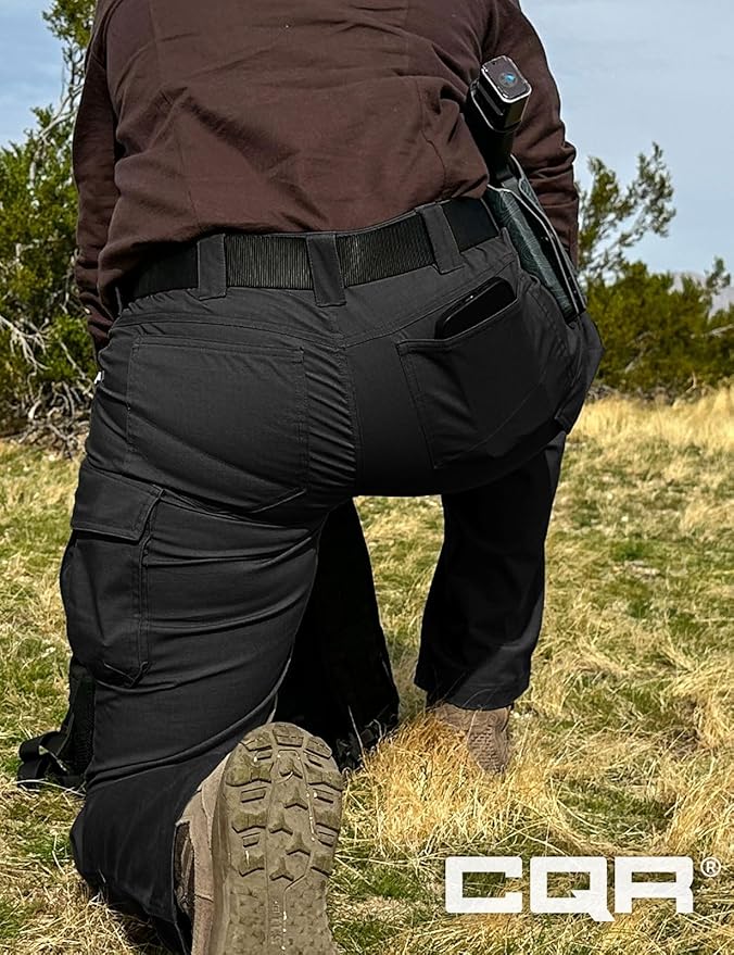 CQR Women's Flex Stretch Tactical Pants, Water Resistant Ripstop Cargo Work Pants with Pockets for Outdoor & Hiking