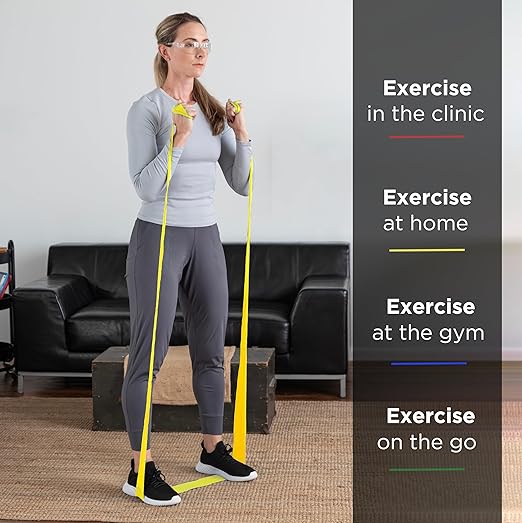 THERABAND Professional Latex Resistance Bands, Individual 6 Ft Elastic Band for Upper & Lower Body Exercise, Physical Therapy, Pilates, At-Home Workouts, 6 Foot Band, Yellow, Thin, Level 2