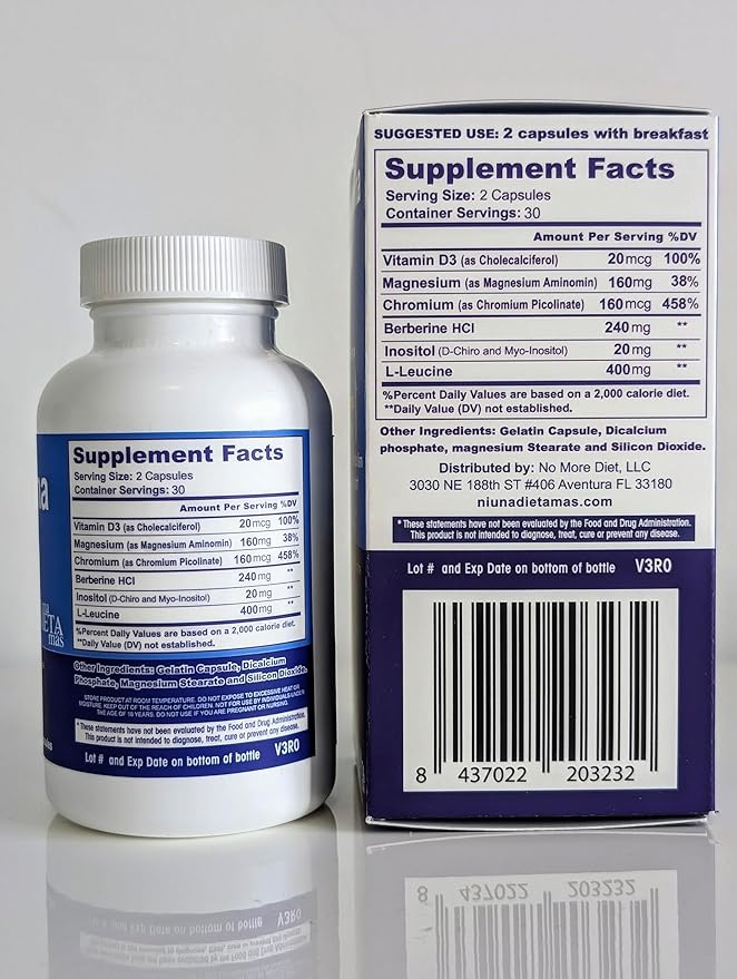 METFORMINA Natural - Weight Loss Aid - Metabolism Support - Dr Salomon (60 Capsules)