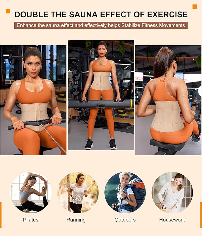 TrainingGirl Waist Trainer for Women Belly Working Out Trimmer Corset Sauna Sweat Belt Band Stomach Wrap Body Shaper Fajas