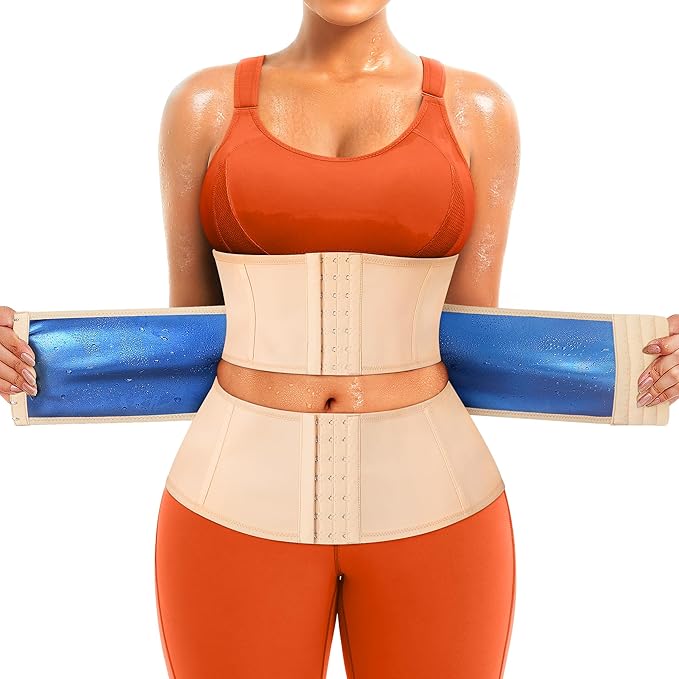 TrainingGirl Waist Trainer for Women Belly Working Out Trimmer Corset Sauna Sweat Belt Band Stomach Wrap Body Shaper Fajas
