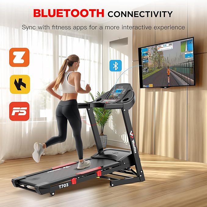 Treadmill with 15% Auto Incline, 300 LBS Capacity and 10 MPH Max Speed, 4.0HP Folding Treadmills for Home Features 18'' x 50'' Belt, Bluetooth, APP, 64 Preset Programs and 3 Countdown Modes