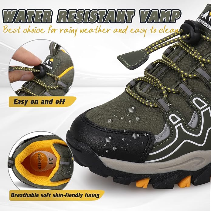 UOVO Boys Girls Kids Sneakers Hiking Running Outdoor Walking Tennis Shoes Waterproof Non Slip Fashion Sneakers(Little/Big Kids