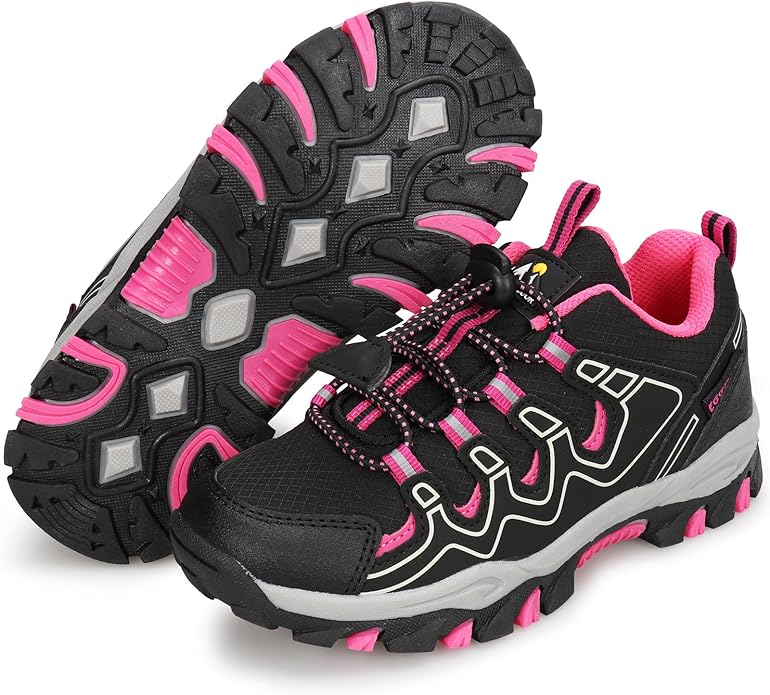 UOVO Boys Girls Hiking Shoes Kids Waterproof Running Trail Fashion Sneakers Breathable Lightweight Non-Slip Outdoor Walking Sports Shoe(Little/Big Kids)