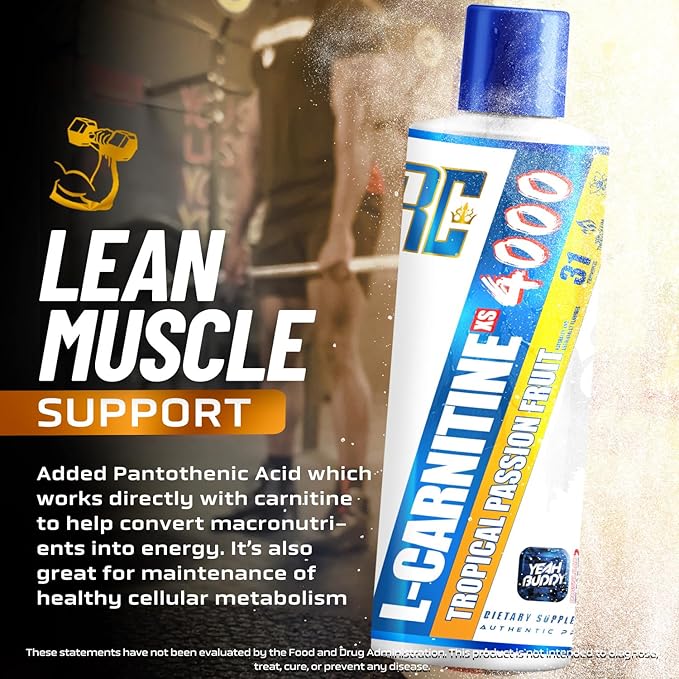 Ronnie Coleman Signature Series L Carnitine XS 4000 Liquid, Stimulant Free, Sugar Free, Zero Carbs, Lean Muscle Strength Support for Men & Women, 16 Oz (16 oz, Tropical Passion Fruit (4000))