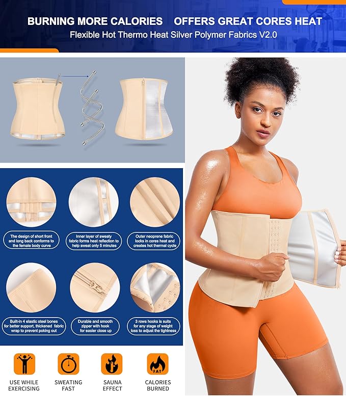 TrainingGirl Waist Trainer for Women Lower Belly Waist Trimmer Corset Tummy Wrap Workout Sweat Belt Band Sports Sauna Suit