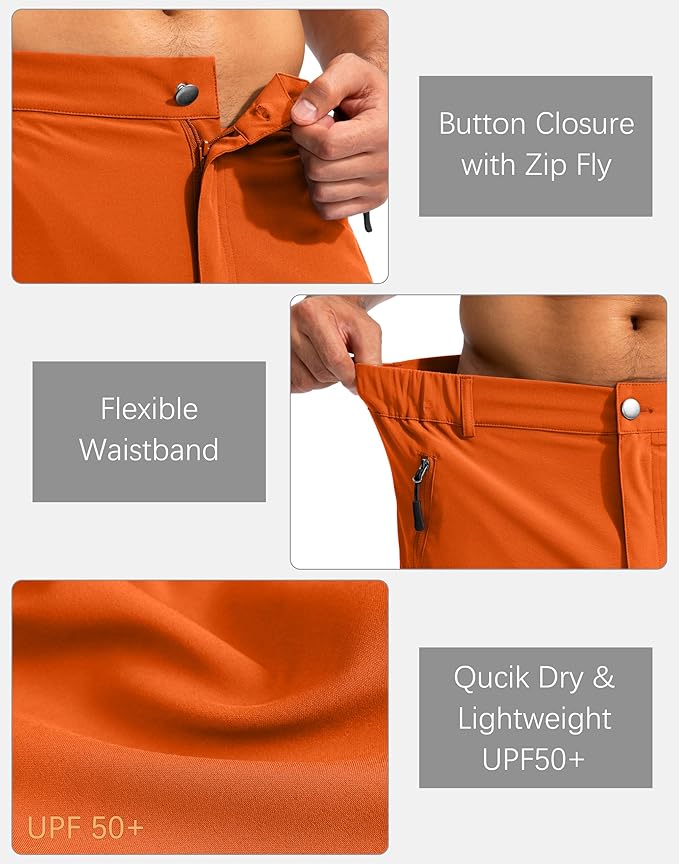 Pudolla Men's Hiking Cargo Shorts 9" Lightweight Outdoor Work Shorts for Men Travel Golf Camping Casual with 5 Zipper Pockets