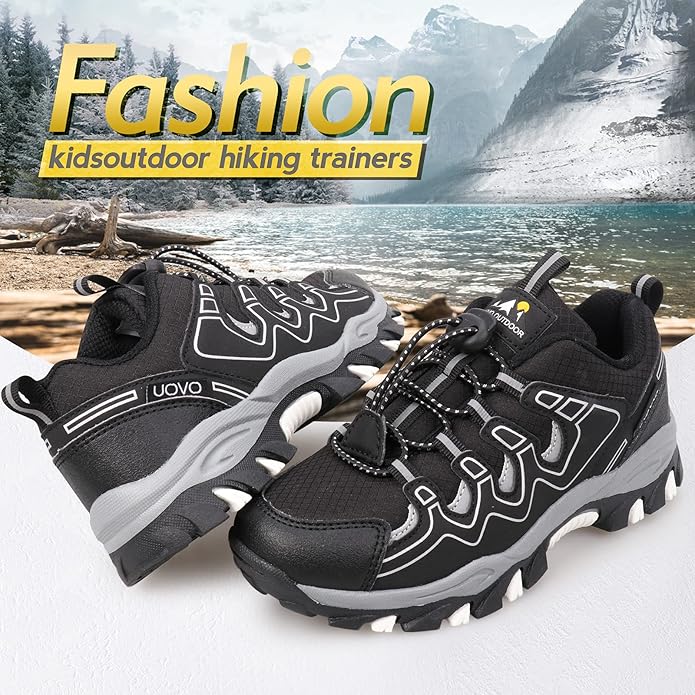 Boys Girls Hiking Trail Shoes Waterproof Slip Resistant Outdoor Trekking Walking Running Sneakers(Little/Big Kids)
