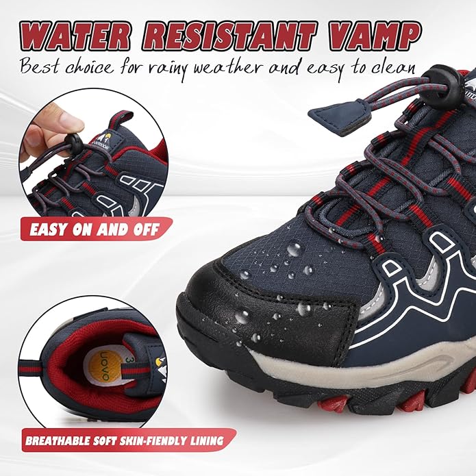 UOVO Boys Girls Kids Sneakers Hiking Running Outdoor Walking Tennis Shoes Waterproof Non Slip Fashion Sneakers(Little/Big Kids