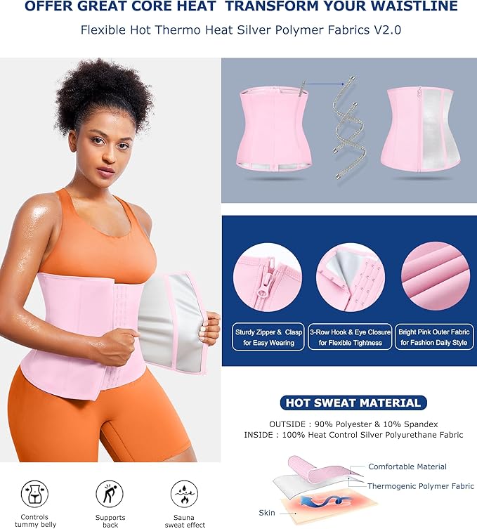 TrainingGirl Waist Trainer for Women Lower Belly Waist Trimmer Corset Tummy Wrap Workout Sweat Belt Band Sports Sauna Suit