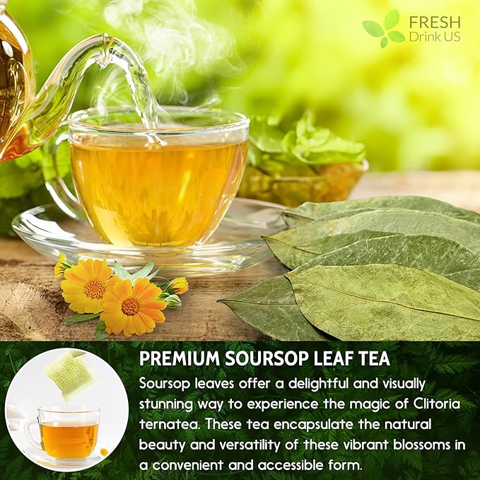 FreshDrinkUS, 240+ Premium Soursop Graviola Dried Leaves Tea, 230-250 Whole Soursop Leaves, Wildcrafted, Graviola , Guanabana , Hoja Guanabana, Loose Leaf Herbal , No Gluten, Vegan