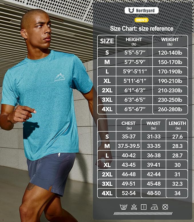 NORTHYARD Men's UPF 50+ Sun Protection Shirts Swim SPF UV Quick Dry Short Sleeve T-Shirts for Athletic Fishing Rash Guard