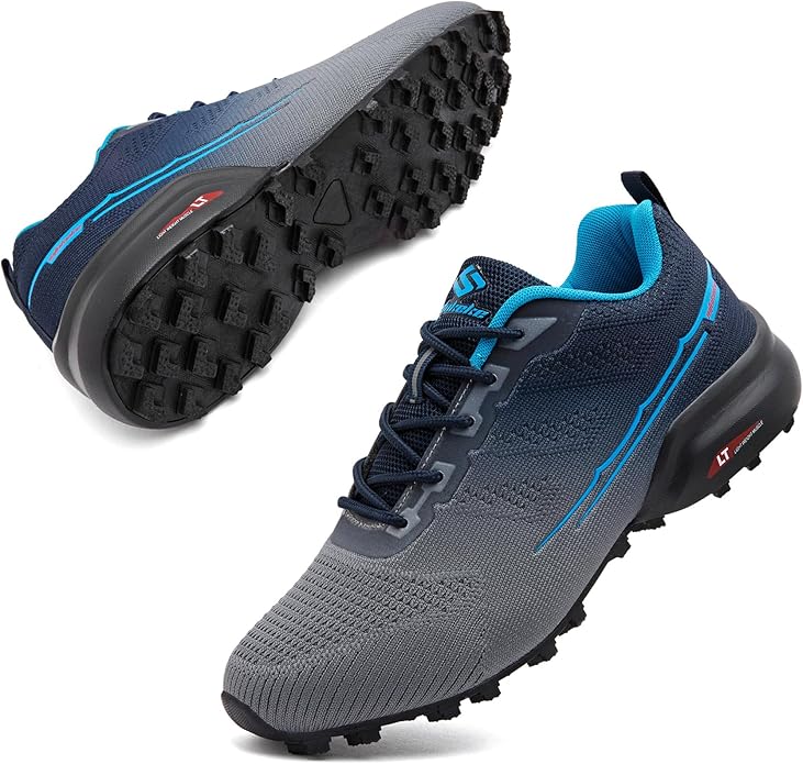 Men's Trail Running Shoes Lightweight Breathable Walking Hiking Sneakers Outdoor Athletic Tennis Cross Training Shoes