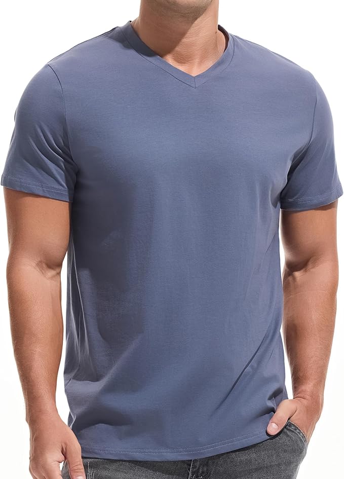 VEIISAR Premium V Neck T Shirts for Men - Modern Fitted Tees Vneck Undershirts