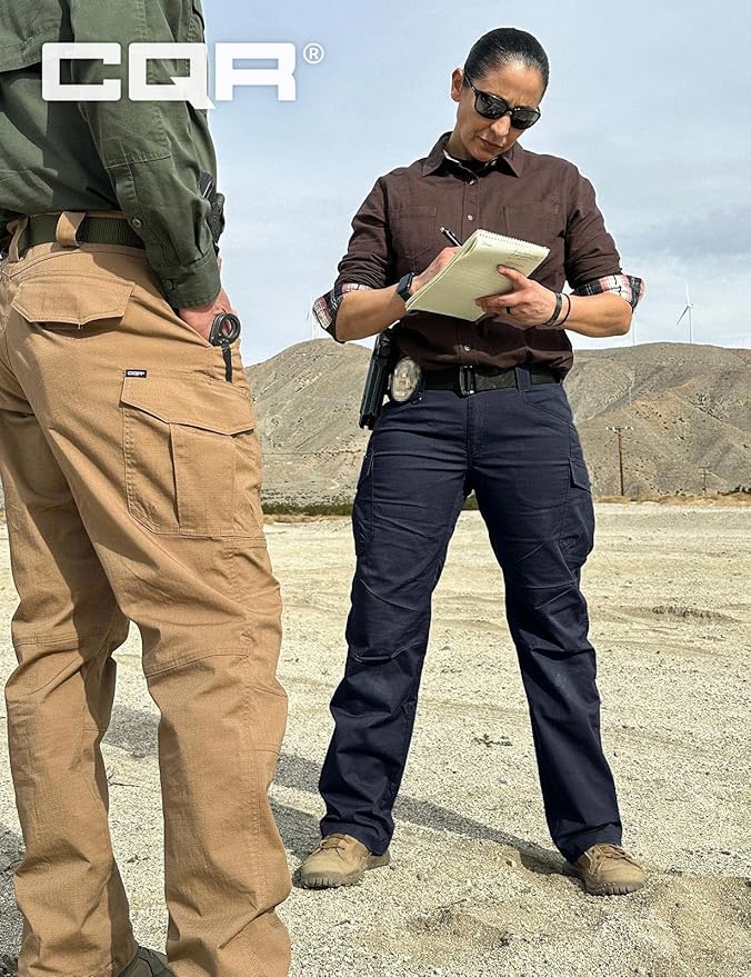 CQR Women's Flex Stretch Tactical Pants, Water Resistant Ripstop Cargo Work Pants with Pockets for Outdoor & Hiking