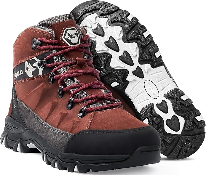 Foxelli Men’s Hiking Boots – Waterproof Breathable & Lightweight Suede Leather Hiking Boots for Men
