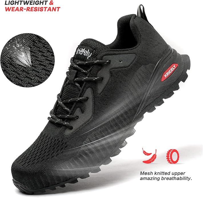 Kricely Men's Trail Running Shoes Fashion Walking Hiking Sneakers for Men Tennis Cross Training Shoe Outdoor Snearker Mens Casual Workout Footwear