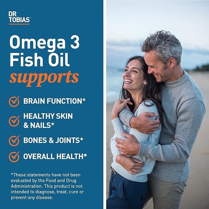 Dr. Tobias Omega 3 Fish Oil, 2000mg Triple Strength with 800mg EPA 600mg DHA Per Serving, Fish Oil Omega 3 Supplements for Heart, Brain & Immune Support, 360 Softgels, 180 Servings