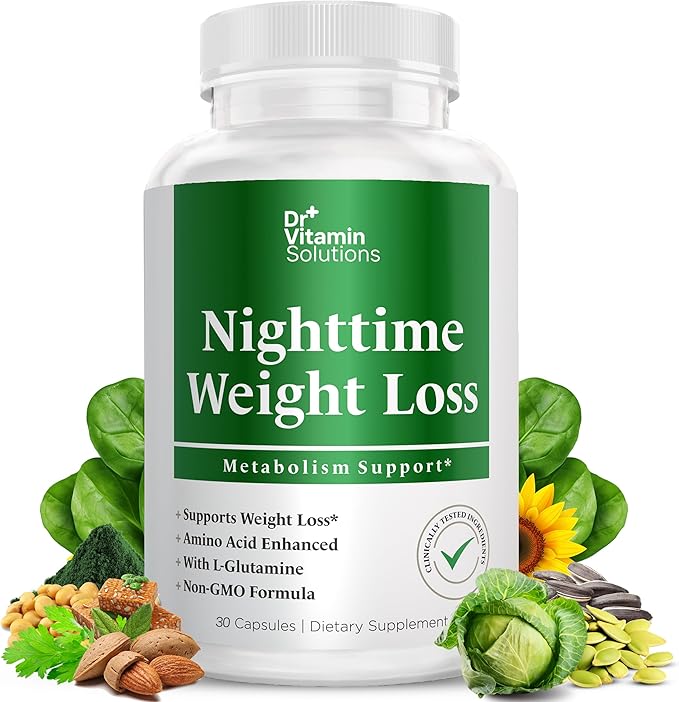 DR VITAMIN SOLUTIONS Nighttime Fat Burner Supplements - Appetite Suppressants for Weight Loss - Night-Time Fat Burner for Women and Men Supporting Sleep & Relaxation - Weight Loss Pills - 30