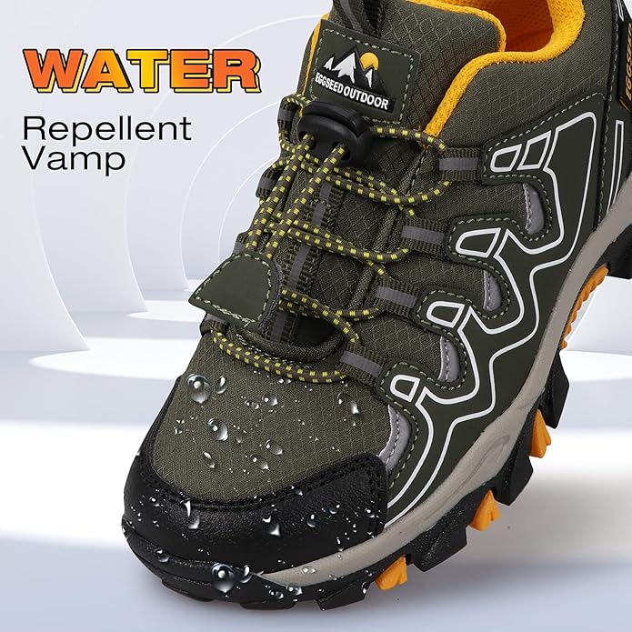 Boys Girls Hiking Trail Shoes Waterproof Slip Resistant Outdoor Trekking Walking Running Sneakers(Little/Big Kids)