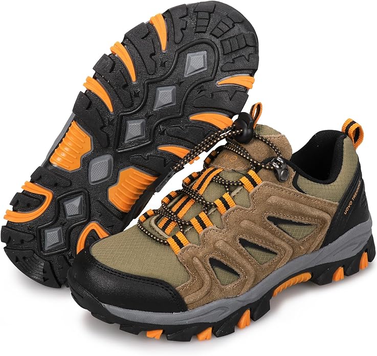 UOVO Boys Girls Hiking Shoes Kids Waterproof Running Trail Fashion Sneakers Breathable Lightweight Non-Slip Outdoor Walking Sports Shoe(Little/Big Kids)