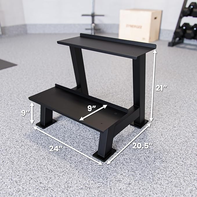 Synergee Kettlebell Storage Rack - Gym Storage Rack for Fitness Equipment Organization. 2-Tier Shelf for Holding Synergee Kettlebells.