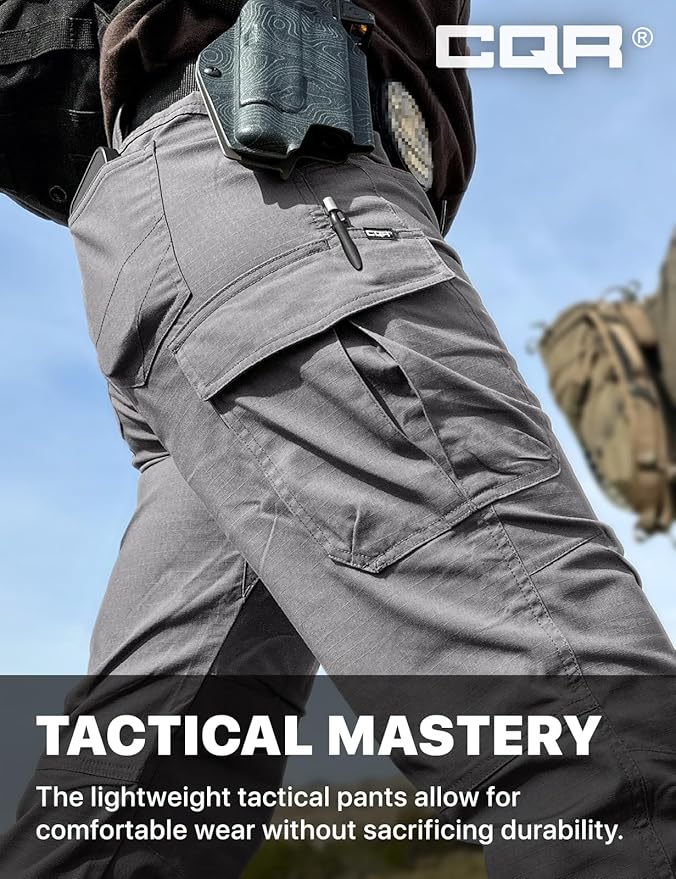 CQR Women's Flex Stretch Tactical Pants, Water Resistant Ripstop Cargo Work Pants with Pockets for Outdoor & Hiking