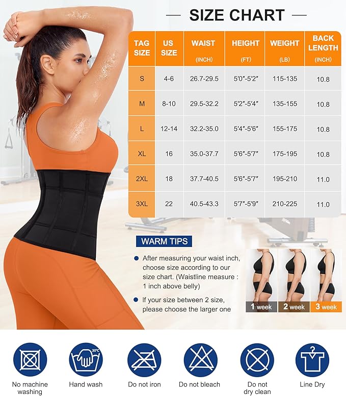 TrainingGirl Waist Trainer for Women Belly Working Out Trimmer Corset Sauna Sweat Belt Band Stomach Wrap Body Shaper Fajas
