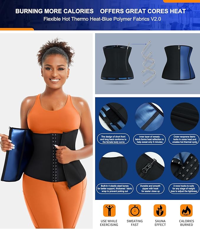TrainingGirl Waist Trainer for Women Lower Belly Waist Trimmer Corset Tummy Wrap Workout Sweat Belt Band Sports Sauna Suit