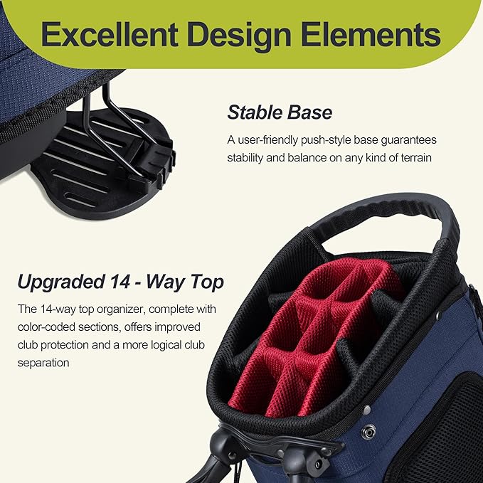14 Way Golf Stand Bag, Golf Bags for Men with Stand, Top Dividers Ergonomic with 10 Pockets