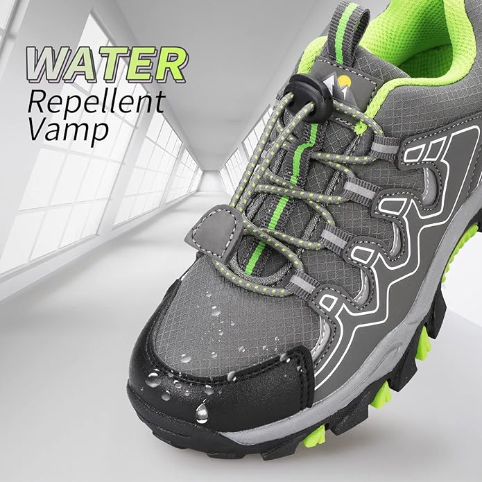 Boys Girls Hiking Trail Shoes Waterproof Slip Resistant Outdoor Trekking Walking Running Sneakers(Little/Big Kids)
