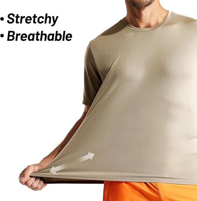 MIER Men's Quick Dry Workout Shirts Moisture Wicking Running Athletic Performance T-Shirts Recycled Polyester Top Tee