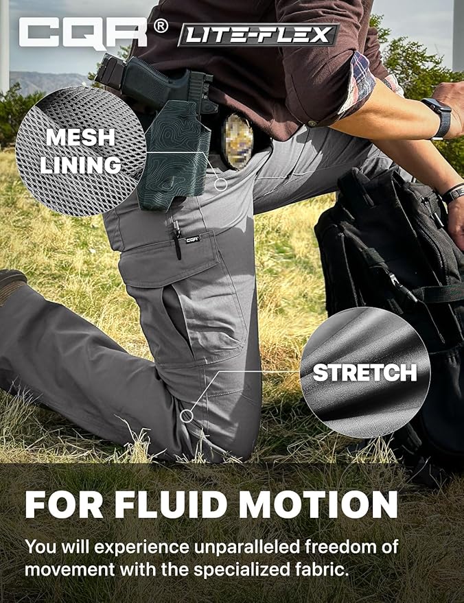 CQR Women's Flex Stretch Tactical Pants, Water Resistant Ripstop Cargo Work Pants with Pockets for Outdoor & Hiking