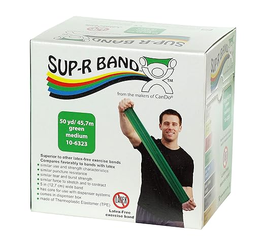 CanDo 10-6323 Sup-R Latex Free Exercise Band, 50yds Length, Green-Medium