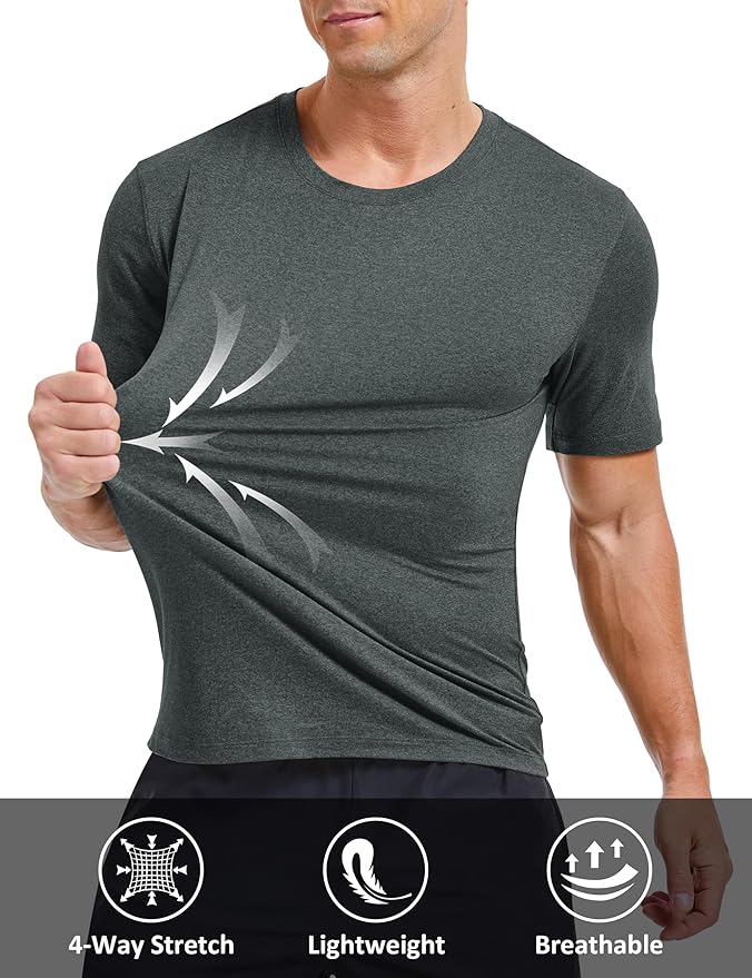 MAGCOMSEN Men's Dry Fit Workout Shirts Short Sleeve Tee Shirts Moisture Wicking Athletic Running Performence Tshirts